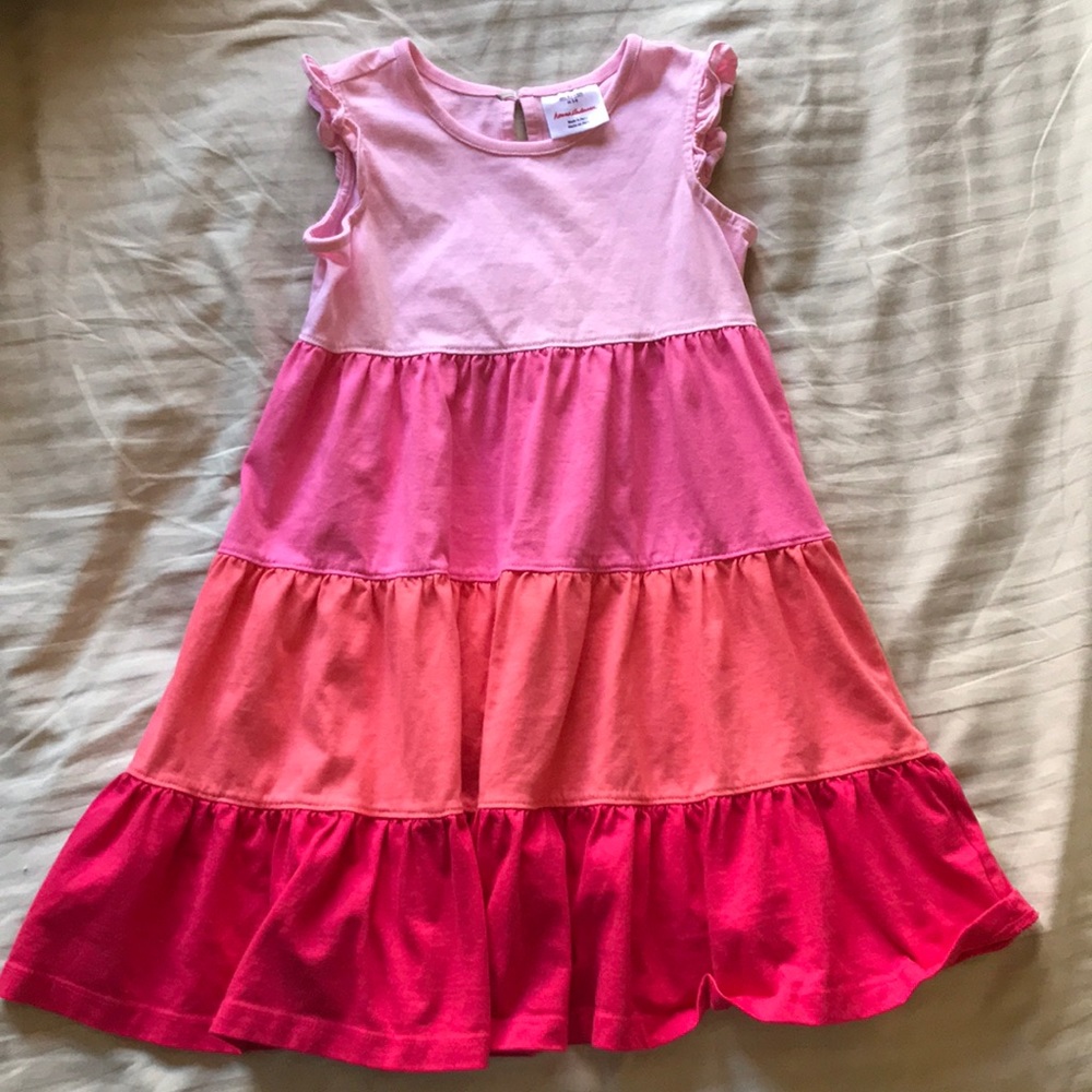 pink tiered hanna andersson sun dress size 5-6